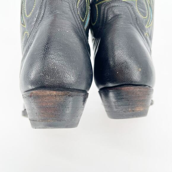 Vintage Y2K Old Gringo Angel Black Blue Short PeeWee Western Cowgirl Boot size 8 - Picture 8 of 10